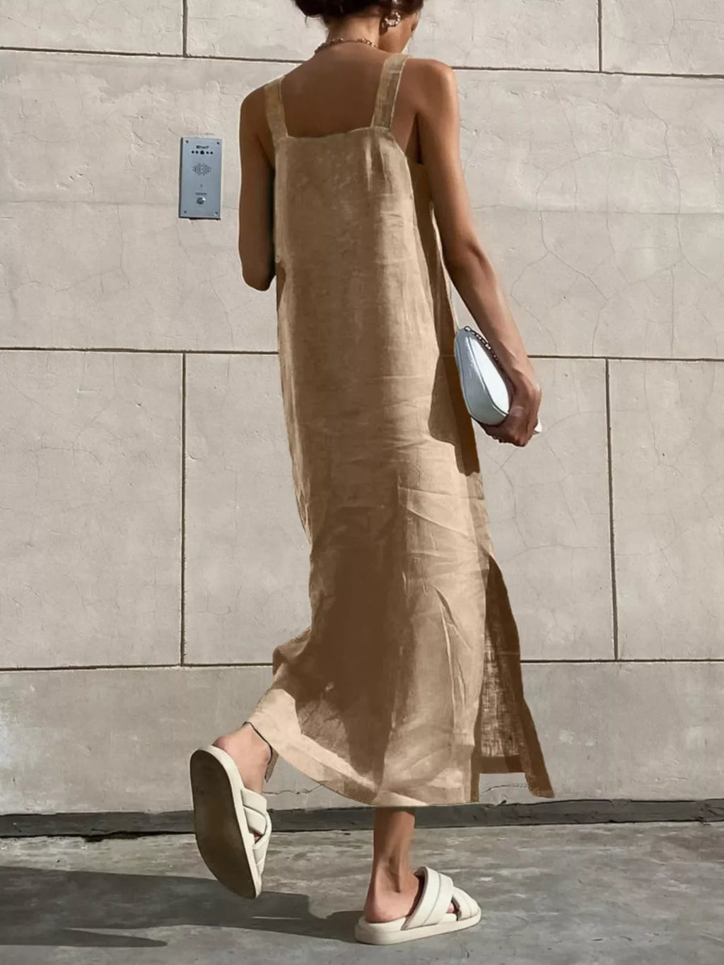 Side Slit Sleeveless Midi Dress