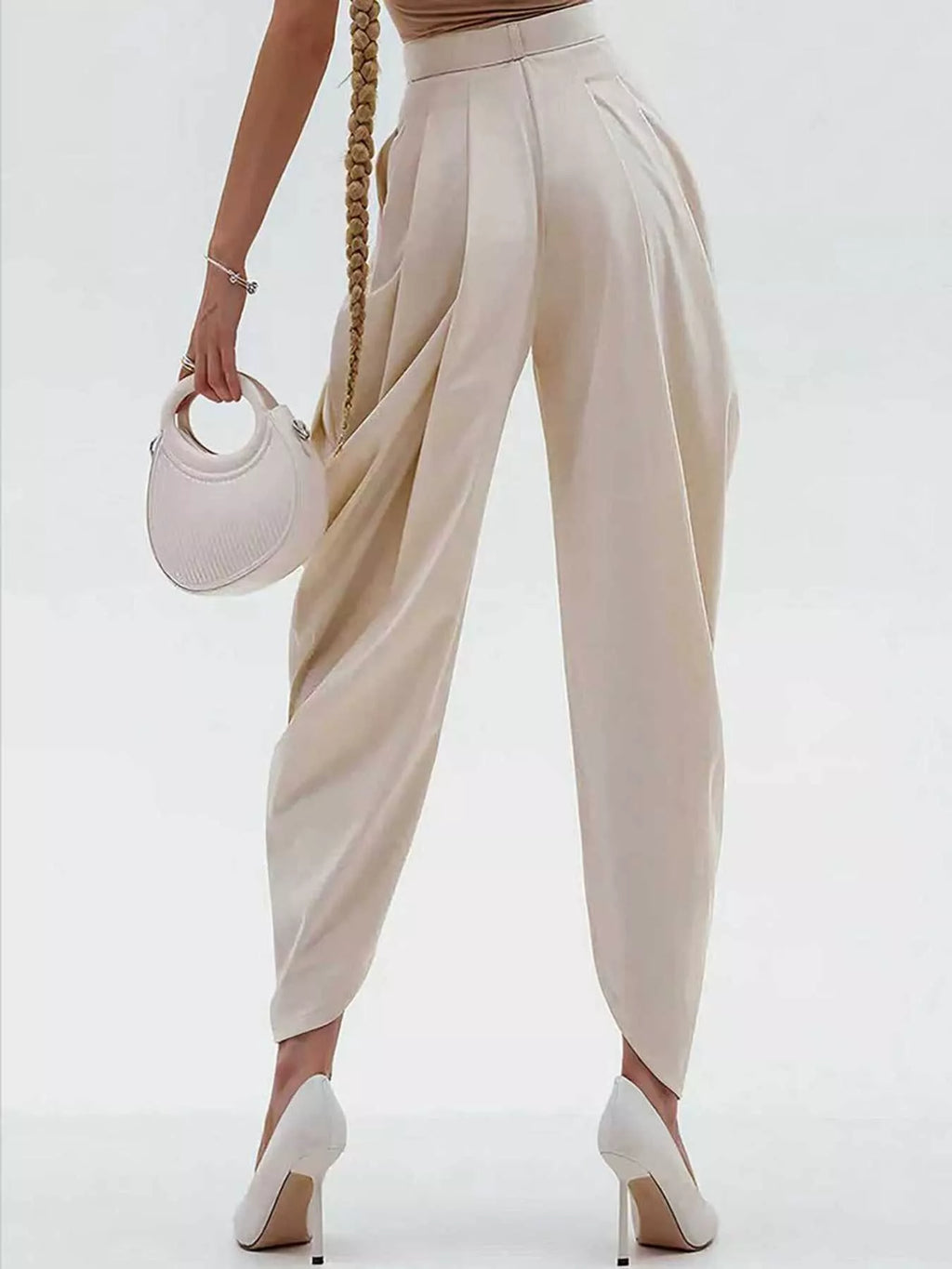 High-Waisted Pleated Drape Pants