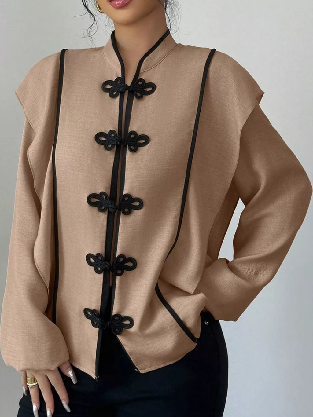 Chinese-Style Mandarin Collar Blouse