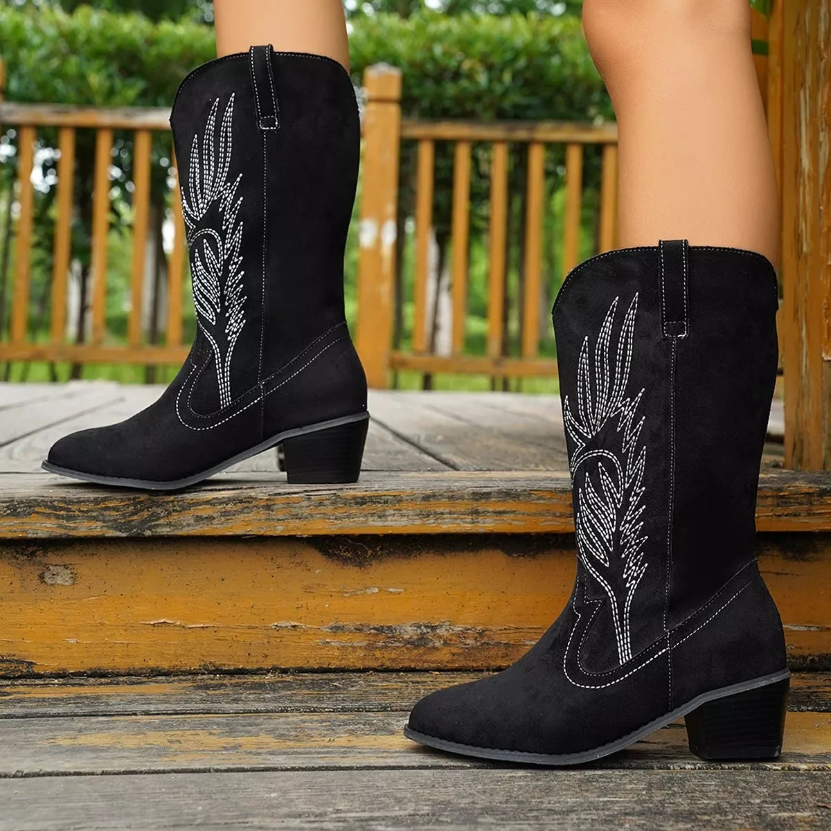 Point Toe Block Heels Boots