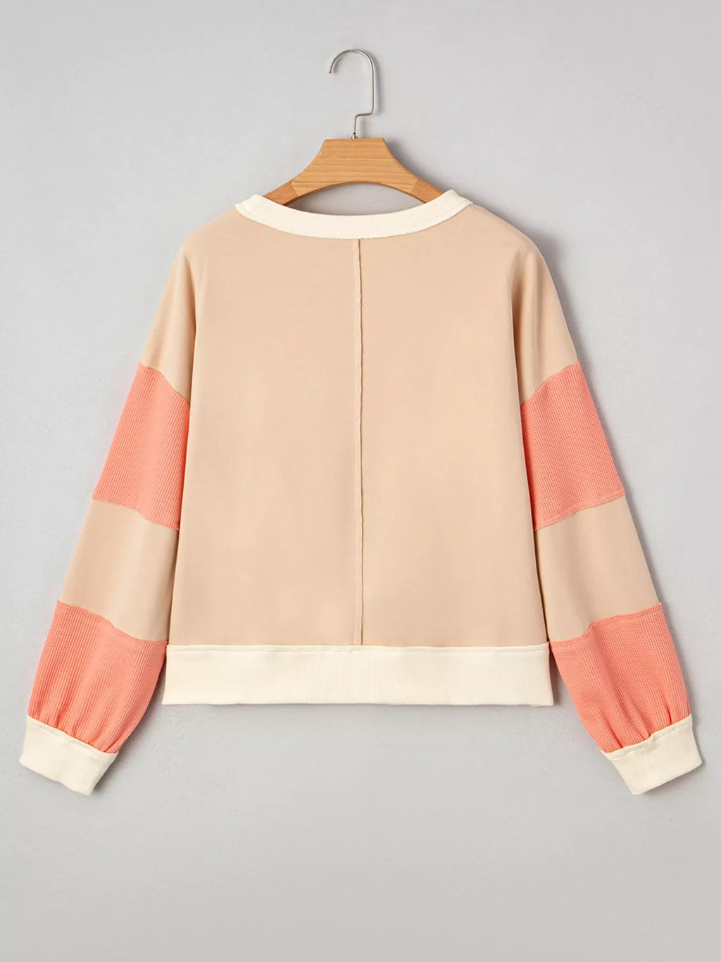 Color Block Textured Patchwork Pullover Sweatshirt