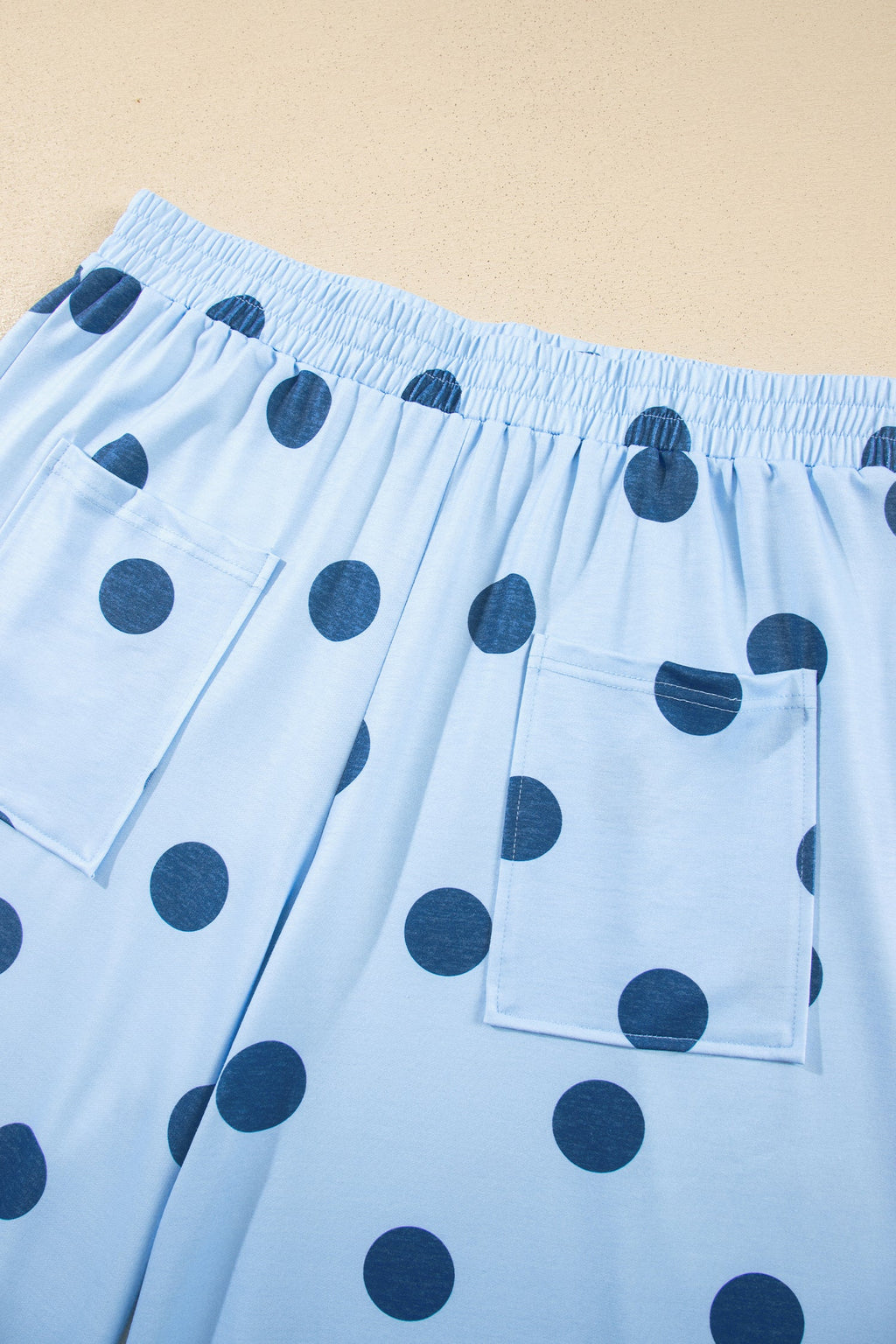 Khaki Polka Dot Elastic Waist Wide Leg Plus Size Pants