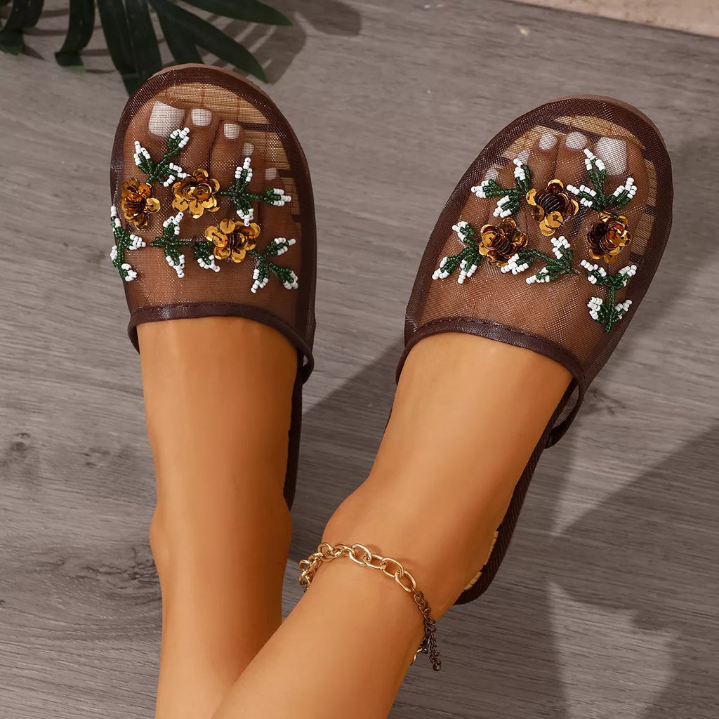 Floral Round Toe Sandals