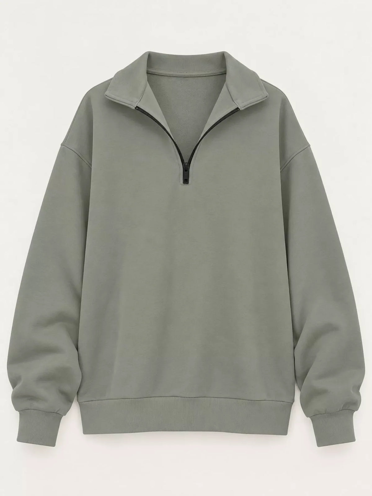 Full Size Quarter-Zip Dropped Shoulder Sweatshirt Plus Size