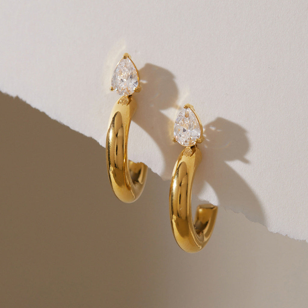 Twisted Zircon Huggie Earrings