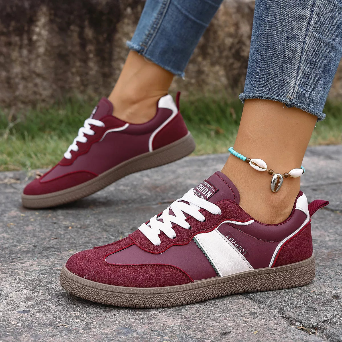 Round Toe Lace Up Sneakers