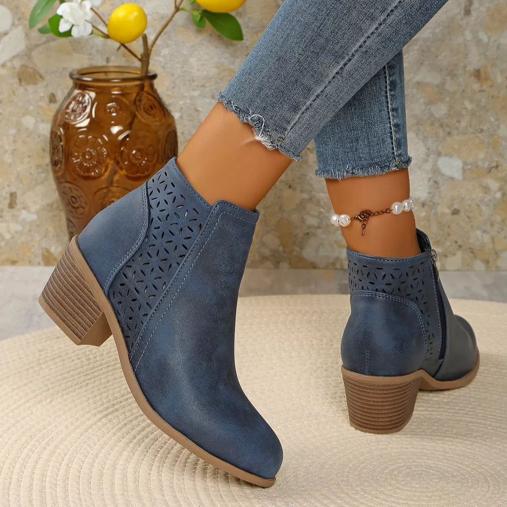 Point Toe Block Heels Boots
