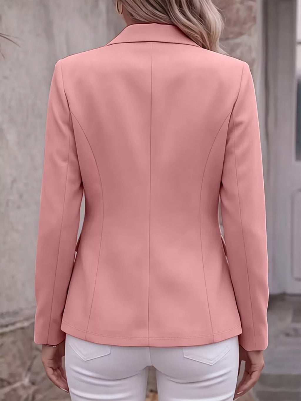 Full Size Lapel Collar Long Sleeve Blazer Plus Size
