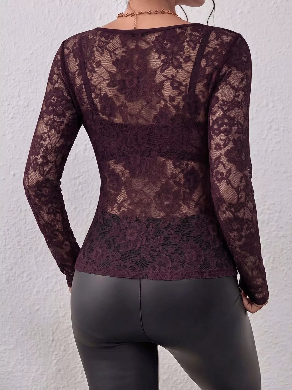 Lace V-Neck Long Sleeve Top