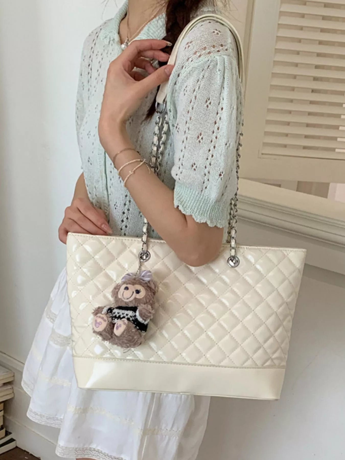 Quilted PU Leather Shoulder Bag