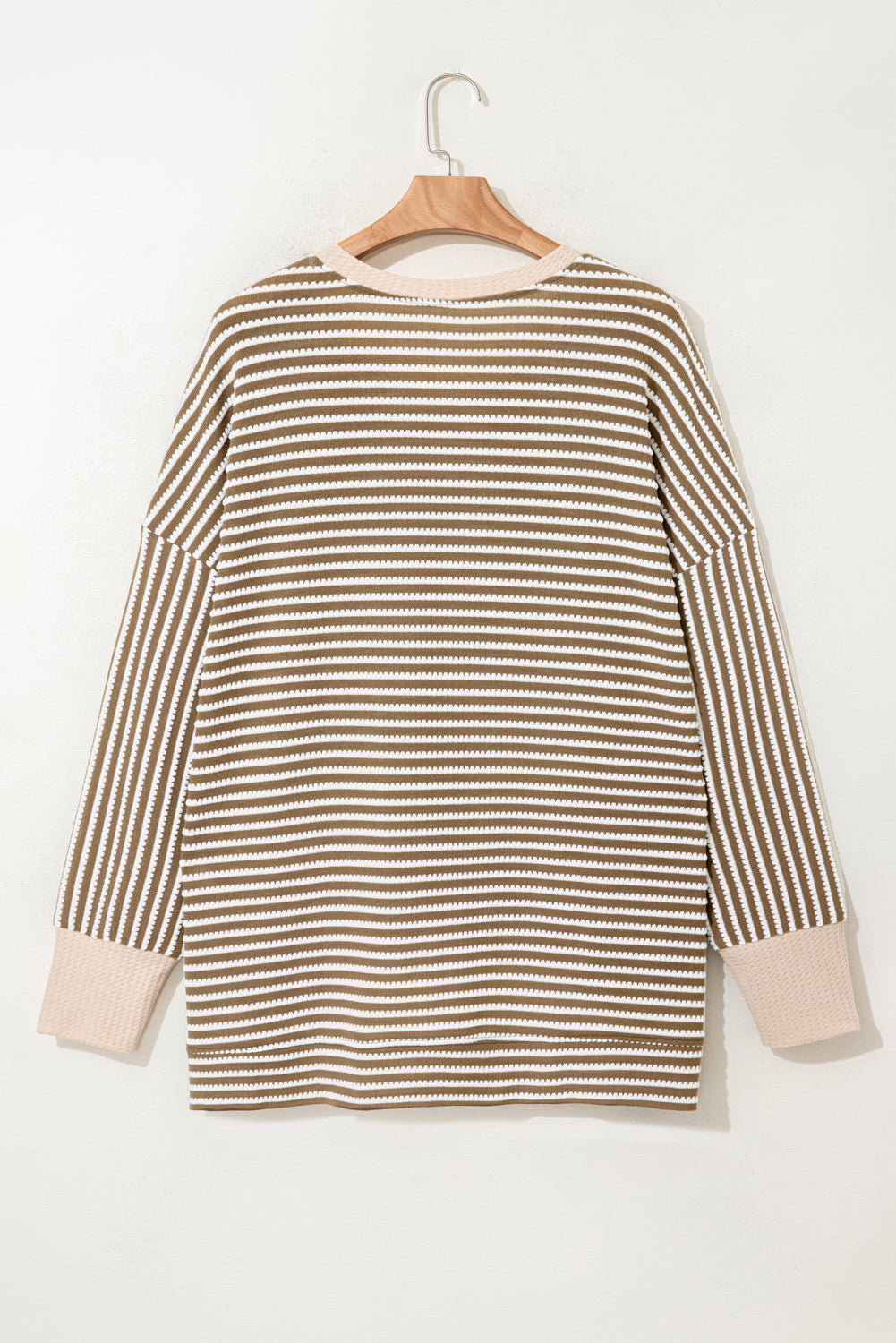 Plus Size Stripe Textured Dolman Sleeve Top