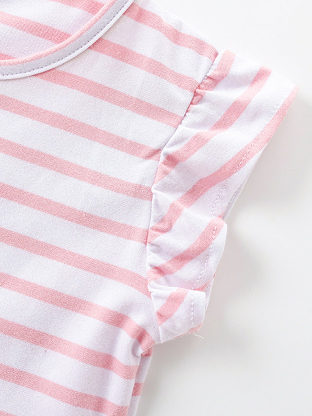 Children's Striped Top Tulle Guinea Pig Embroidered Dress