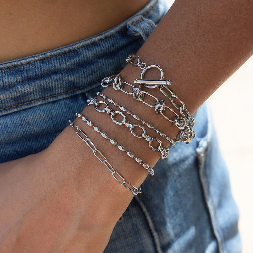 Silver Chain Bracelet and Necklace Collection