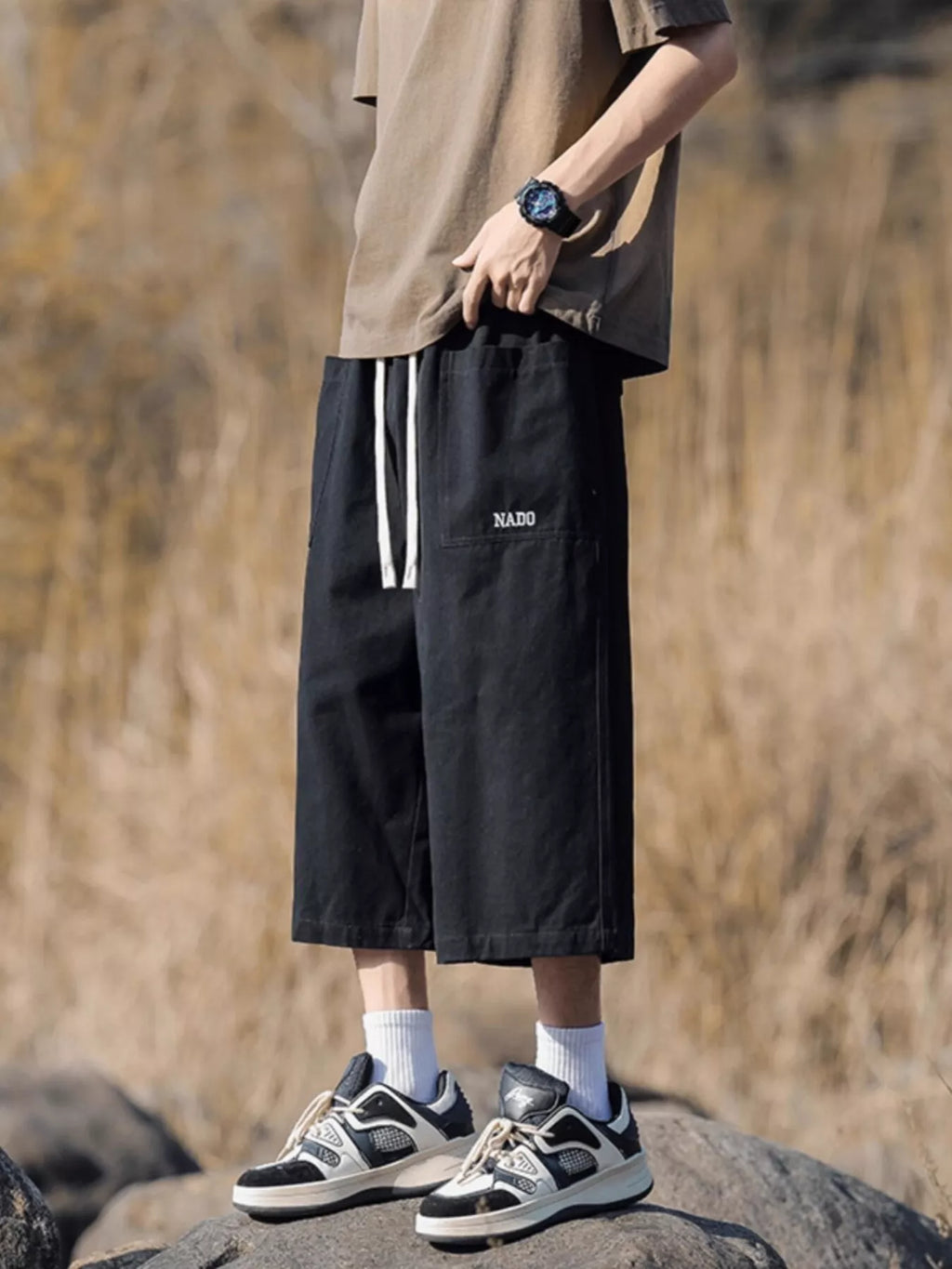 Men's Casual Loose Fit Cropped Pants