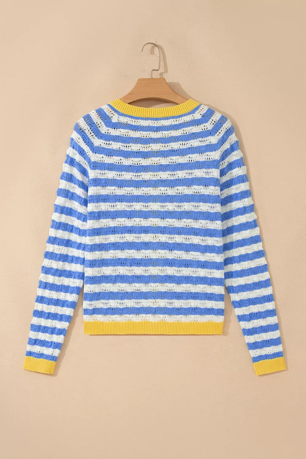 Striped Knit Button Up Cardigan