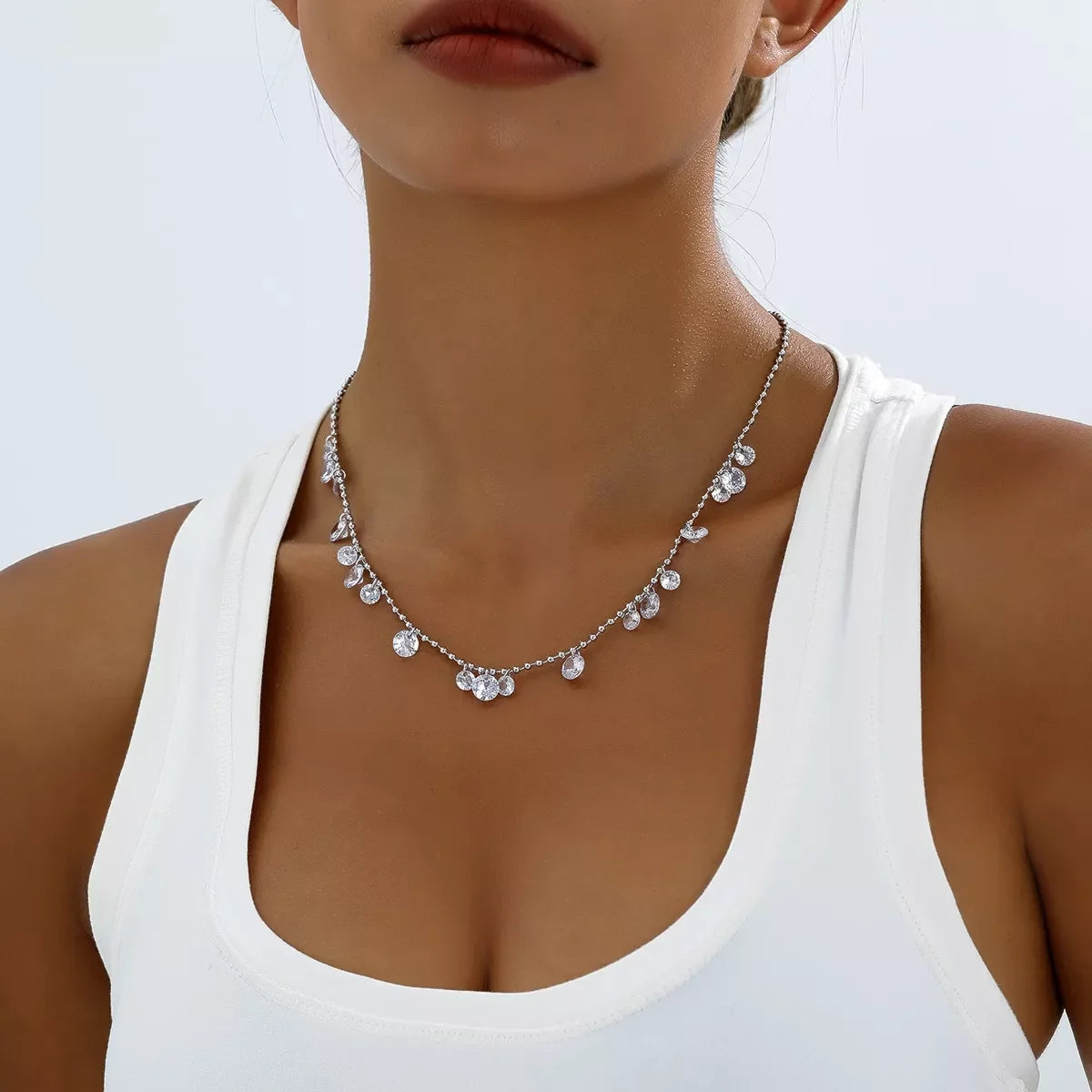 Sparkling Zircon Drop Necklace