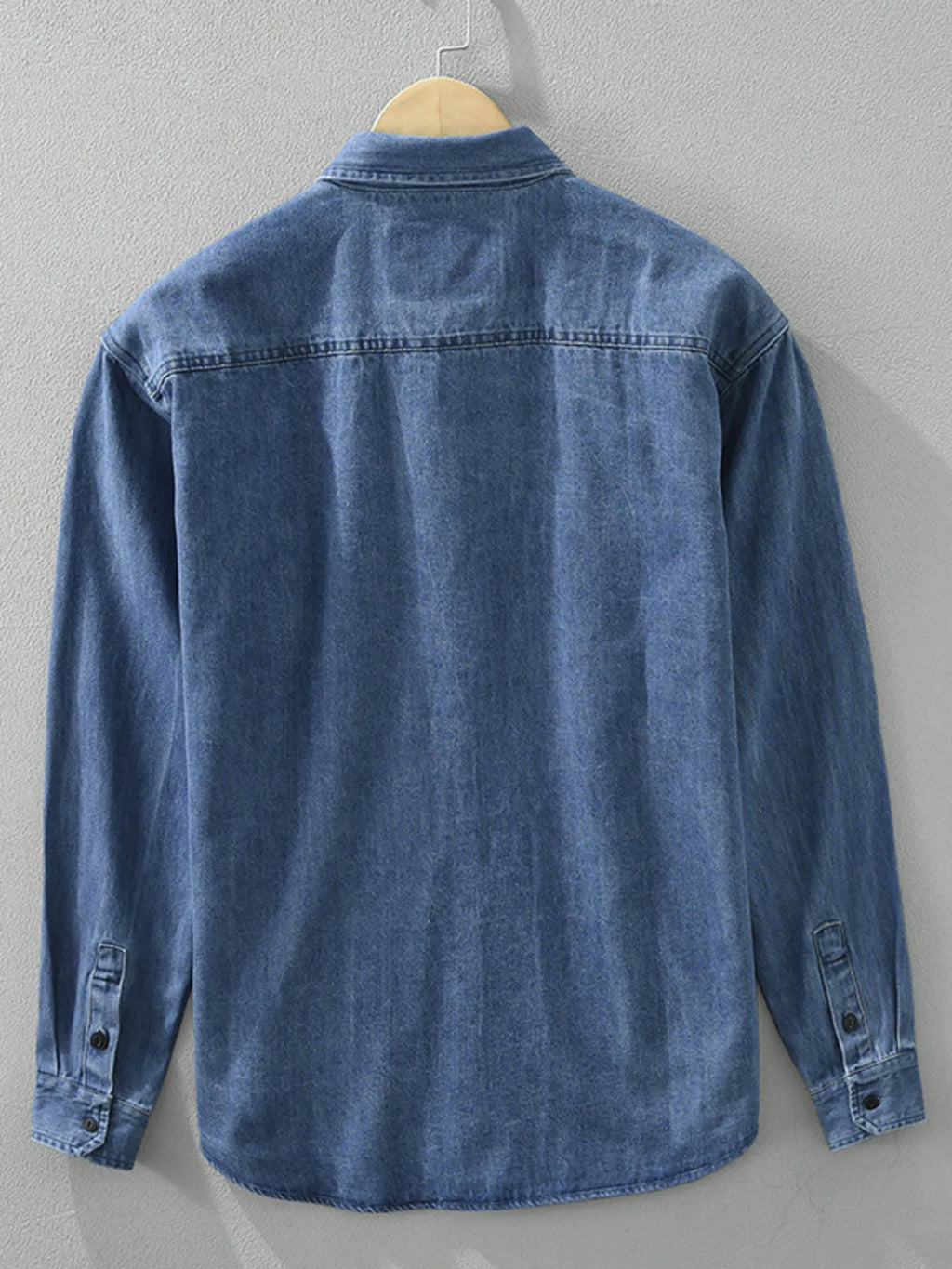 Men's Plus Size Button Up Long Sleeve Denim Shirt
