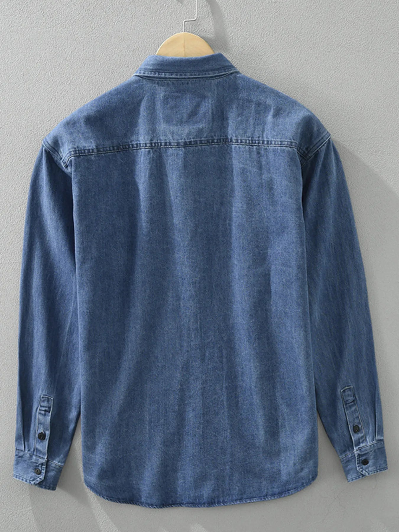Men's Plus Size Button Up Long Sleeve Denim Shirt