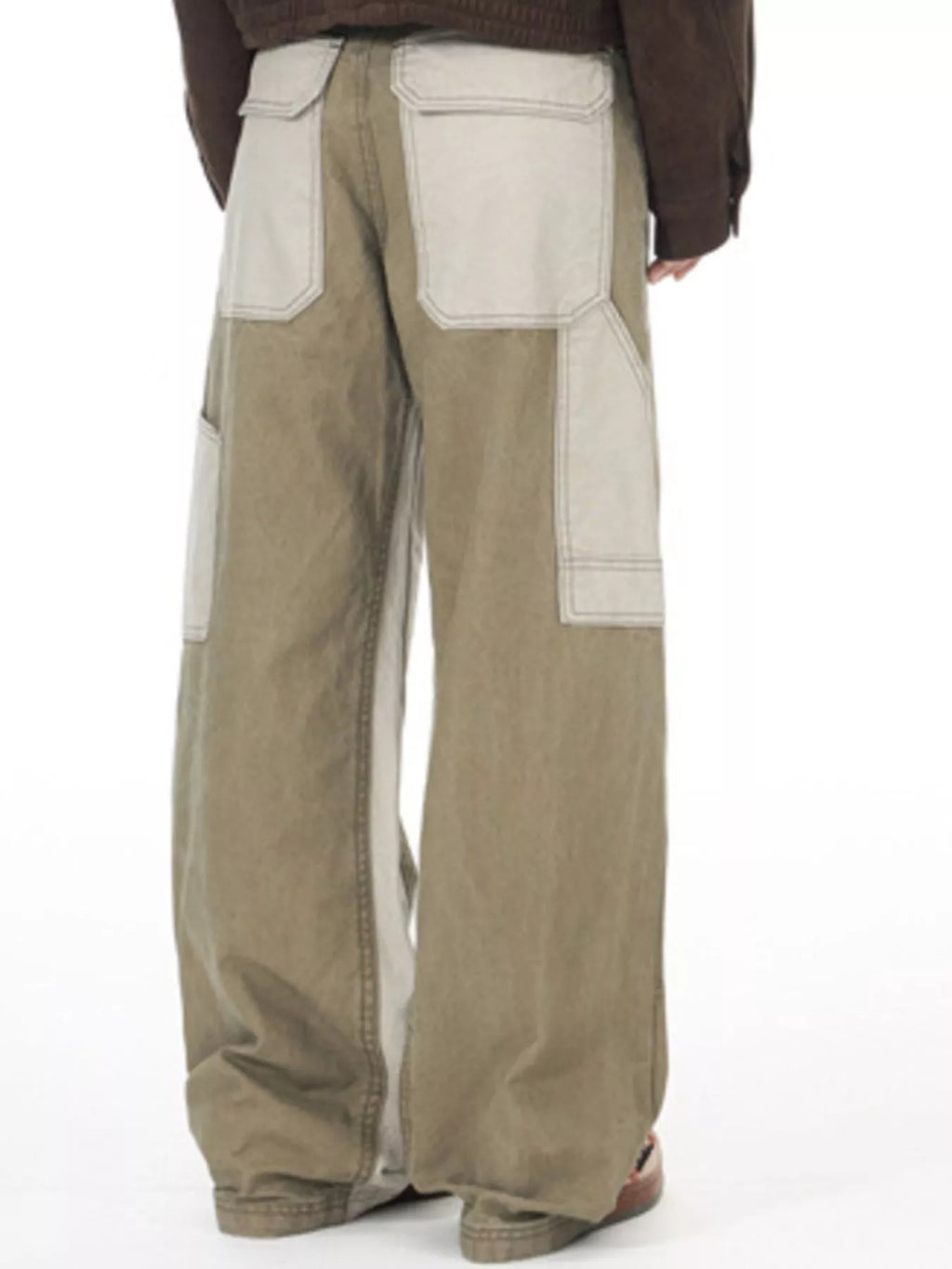 Men's Two-Tone Wide Leg Cargo Pants