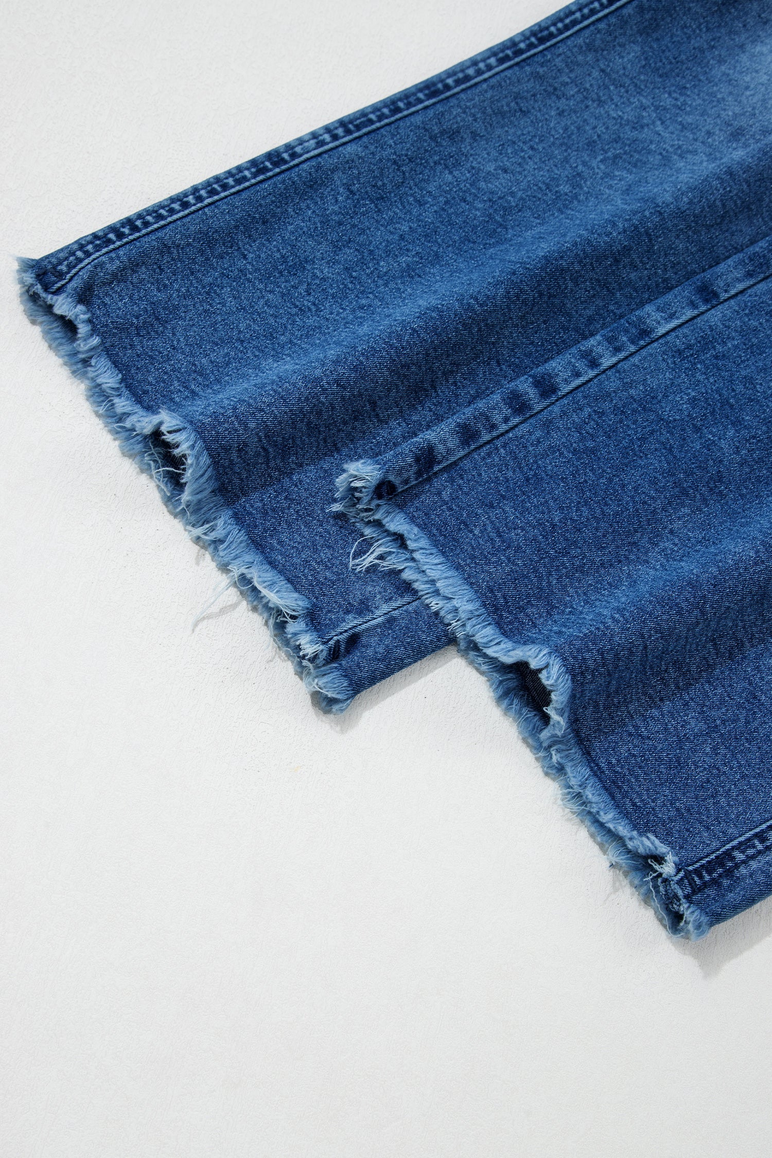 Sail Blue Frayed Cropped Straight Jeans