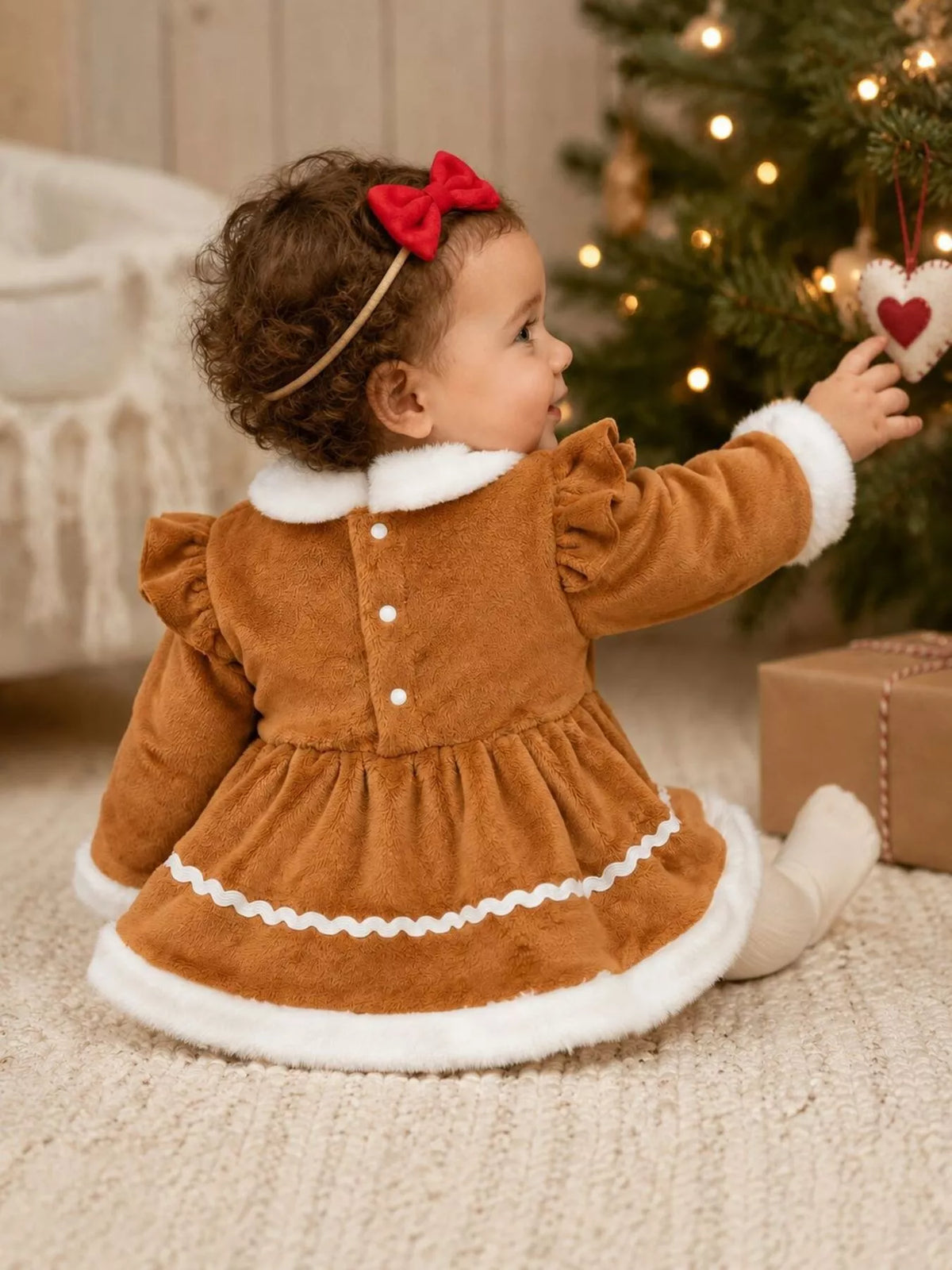 Children's Christmas Bodysuit Dress and Headband Set