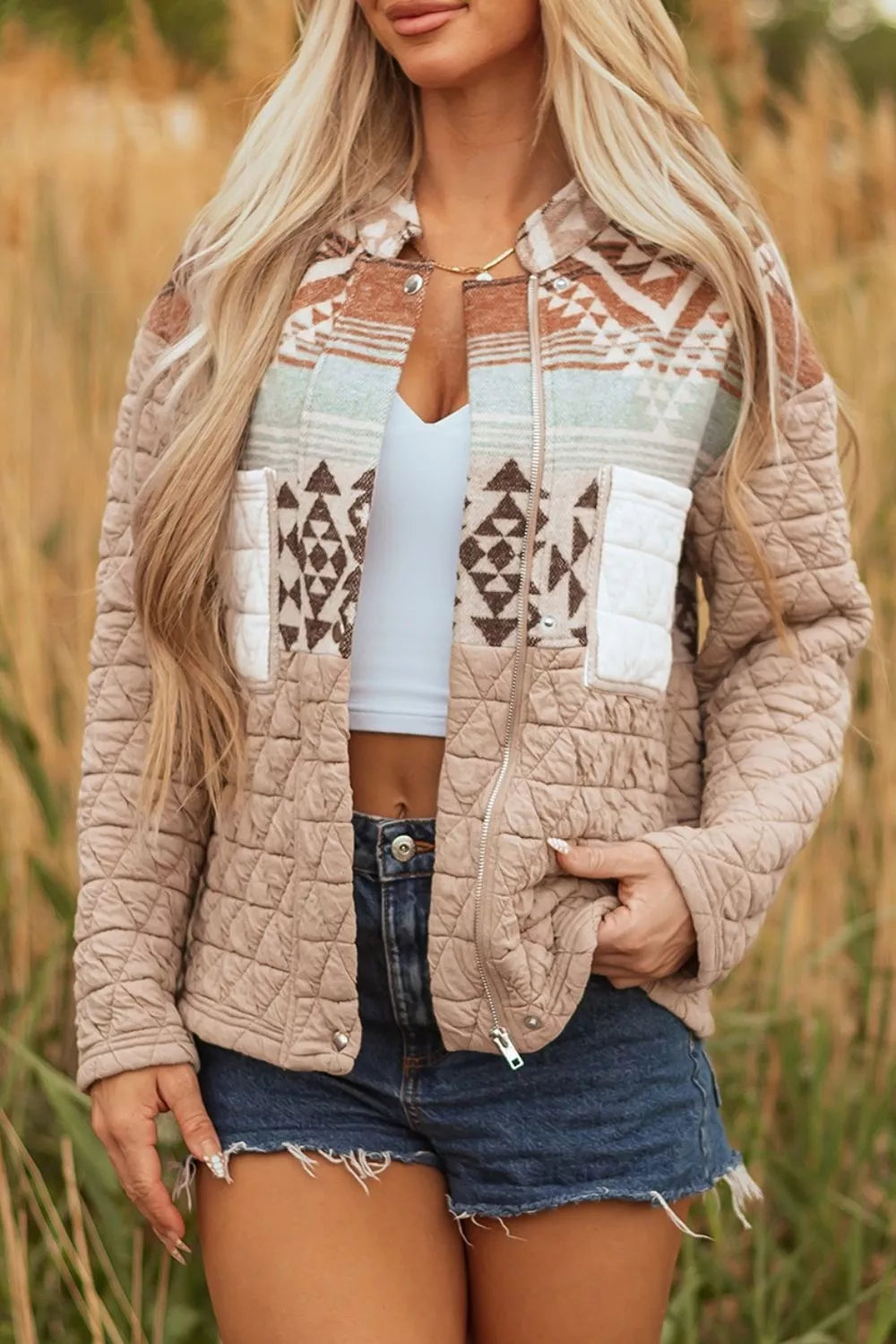 Aztec Quilted Patchwork Western Jacket