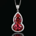Luxury Gourd Shape Crystal Pendant Necklace For Women Micro Paved Zircon Lucky Hu Lu Colored Gemstone Choker Necklace Elegant Silver Plated Clavicle Chain Jewelry Gift