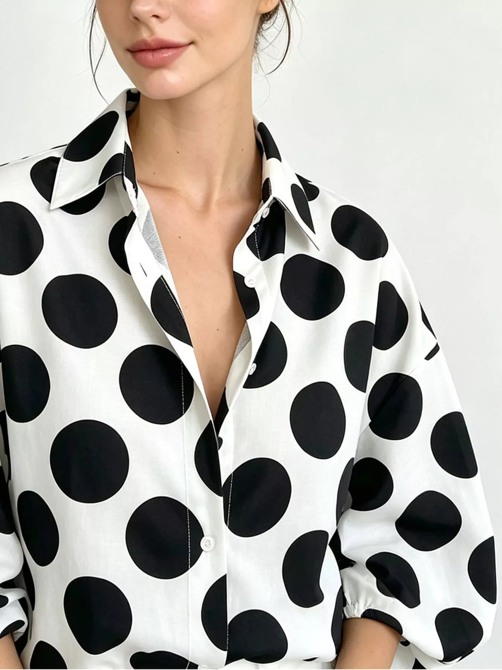 Polka Dot Puff Sleeve Shirt