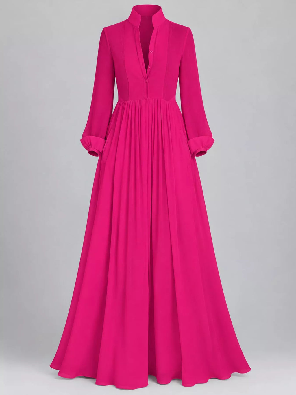 Full Size Long-Sleeve Button Front Maxi Dress Plus Size