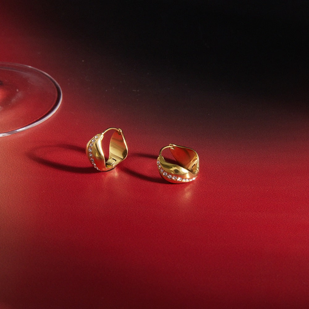 Wave Zircon Huggie Earrings Collection