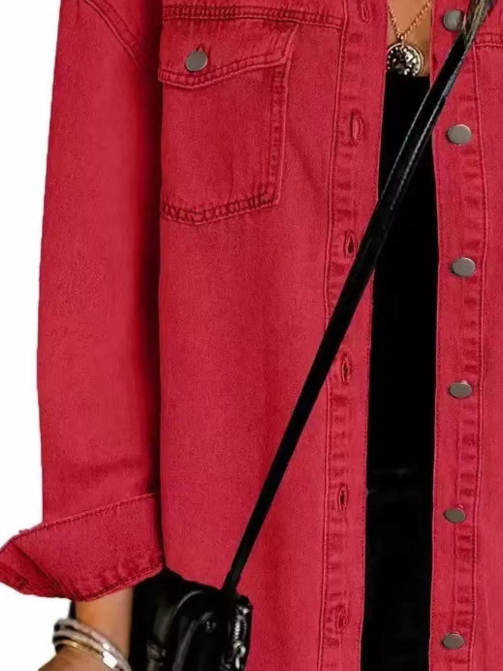 Frayed Hem Button Up Denim Jacket
