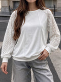 Lace Raglan Sleeve Sweatshirt