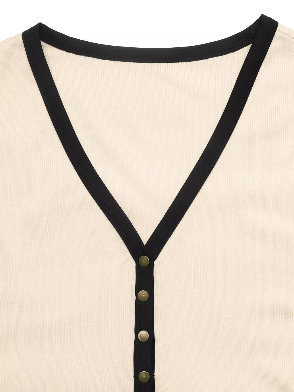 Ribbed V-Neck Long Sleeve Bodysuit with Contrast Trim