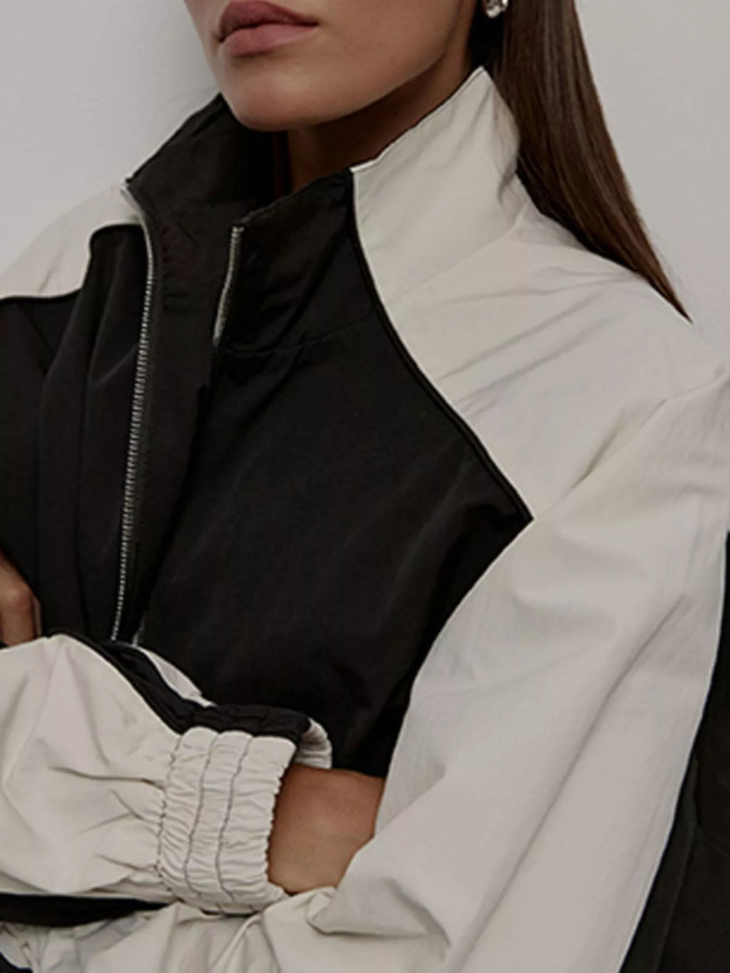 Color Block Zip Up Outerwear and Pants Set
