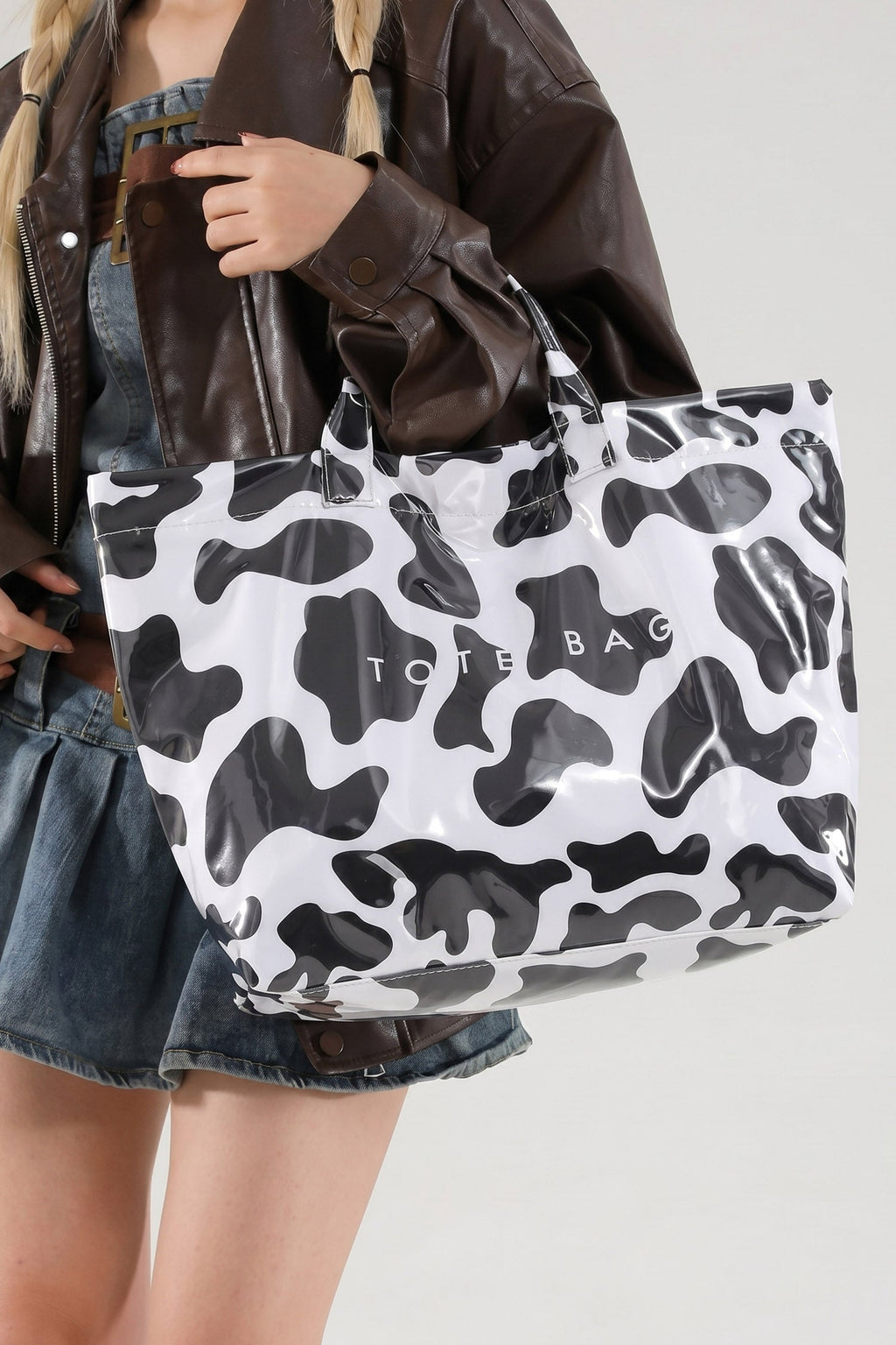 Blackish Green Tropical Print Travel Tote Bag