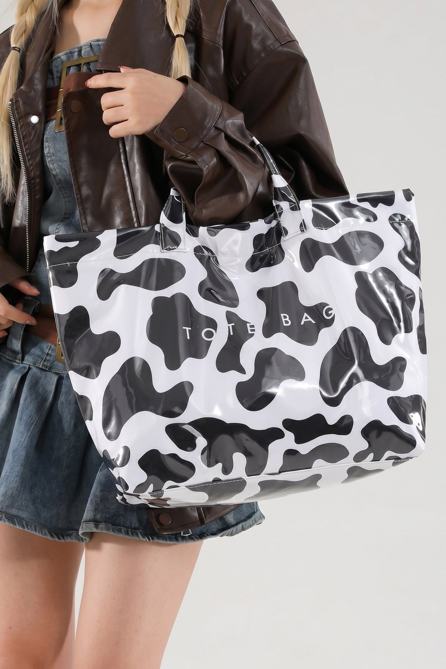 Blackish Green Tropical Print Travel Tote Bag