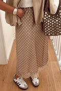 Polka Dot Lace Trim Midi Skirt