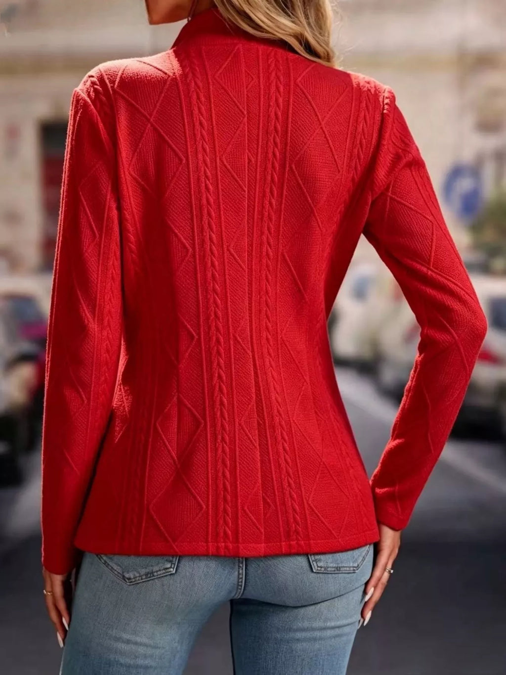 Textured Open Front Blazer