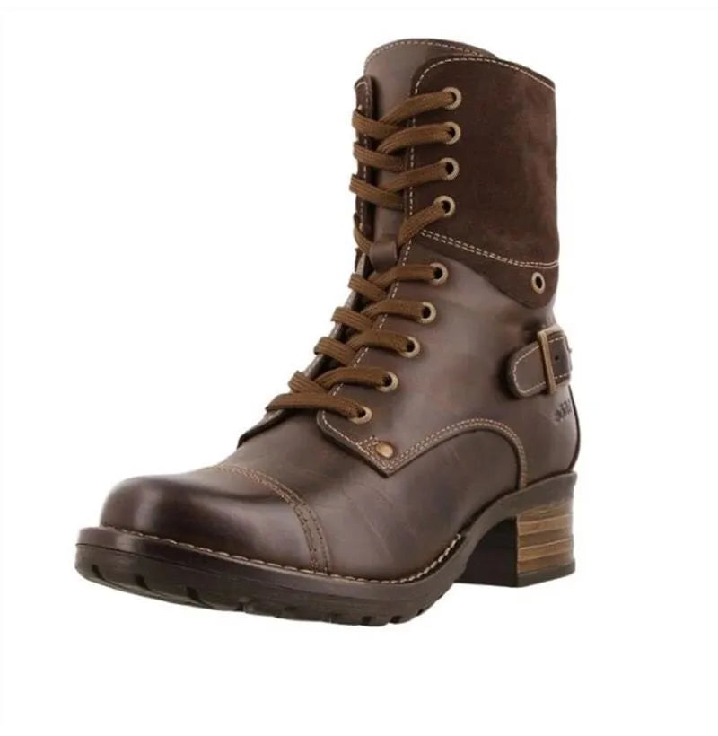 Lace-Up Block Heel Boots