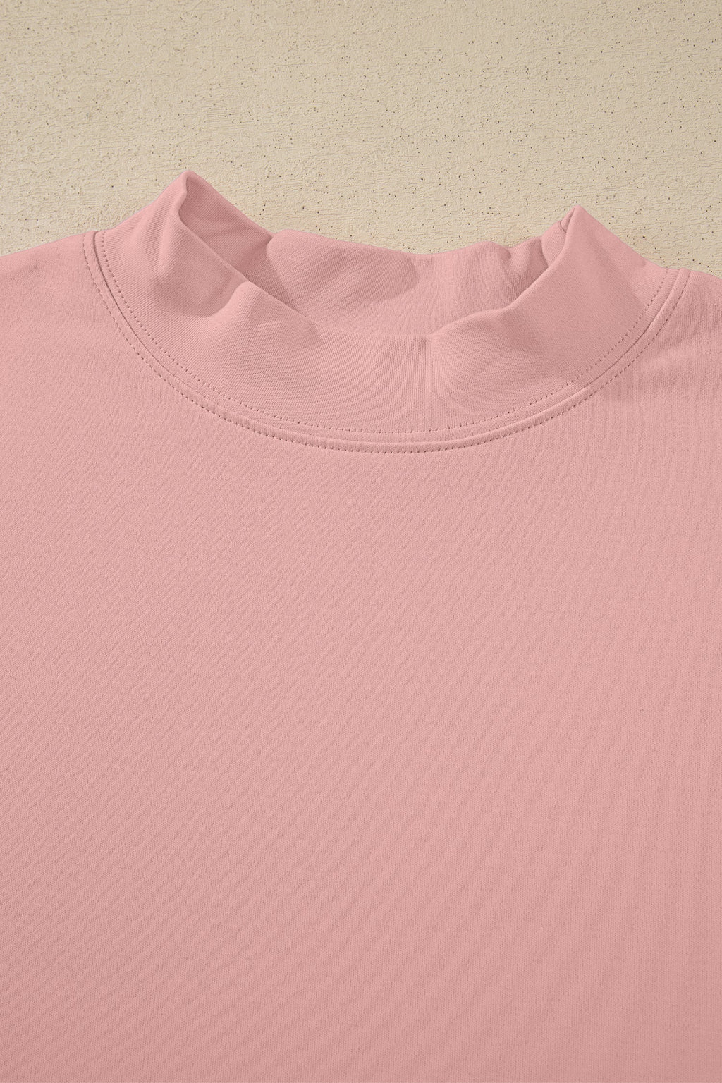 Pink Solid Color High Neck Oversize Tee