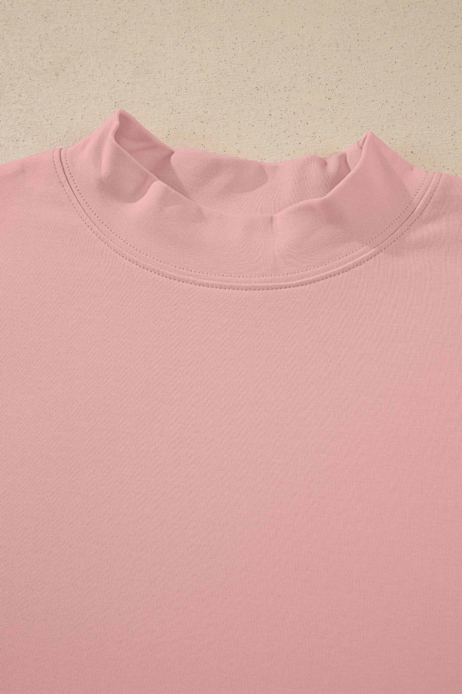 Pink Solid Color High Neck Oversize Tee