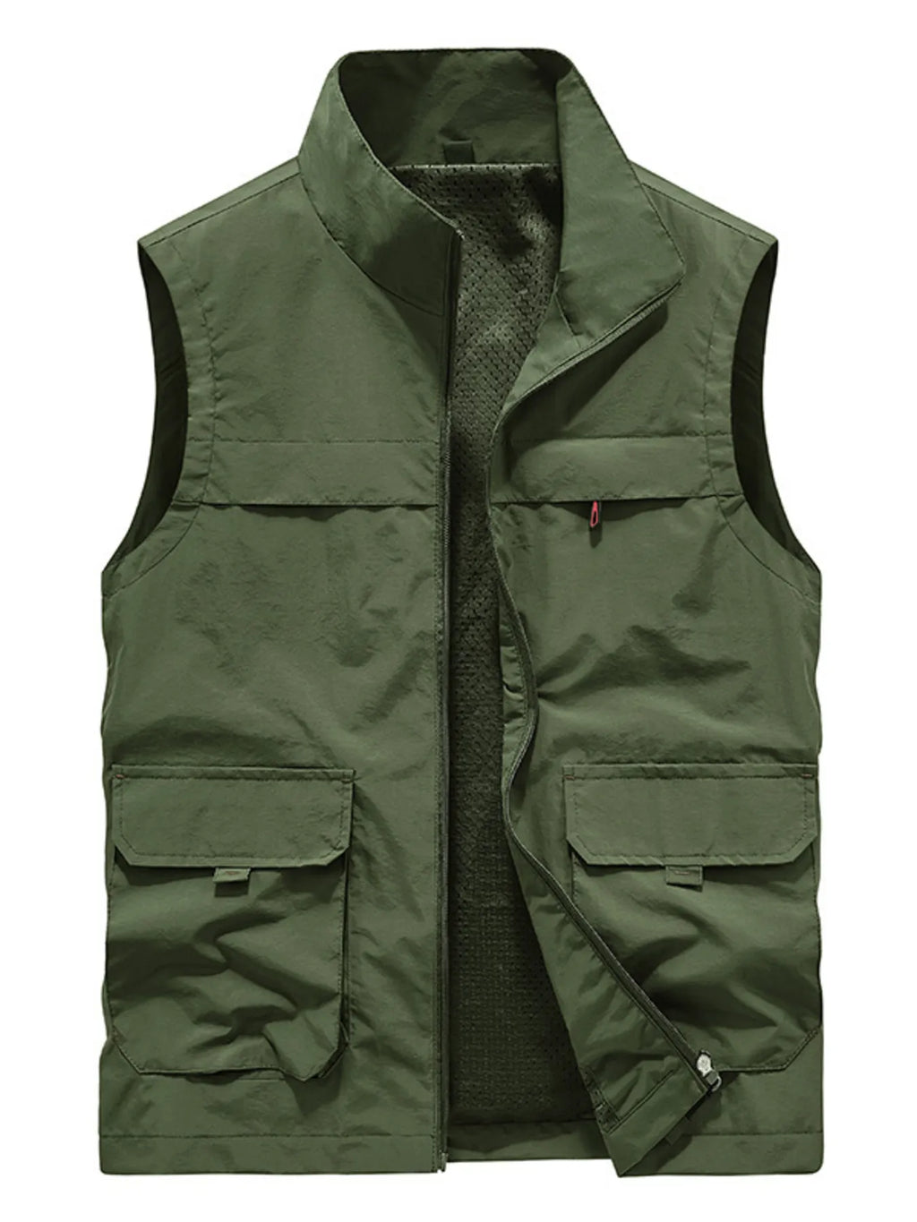 Men's Plus Size Multi-Pocket Zip Up Vest