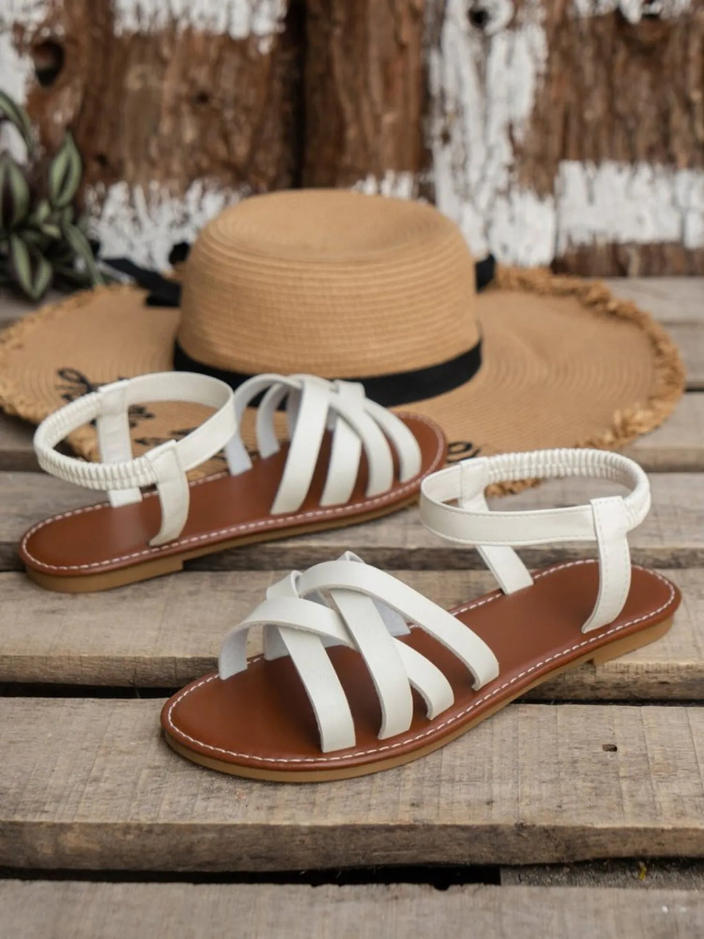 Criss Cross Strap Flat Sandals
