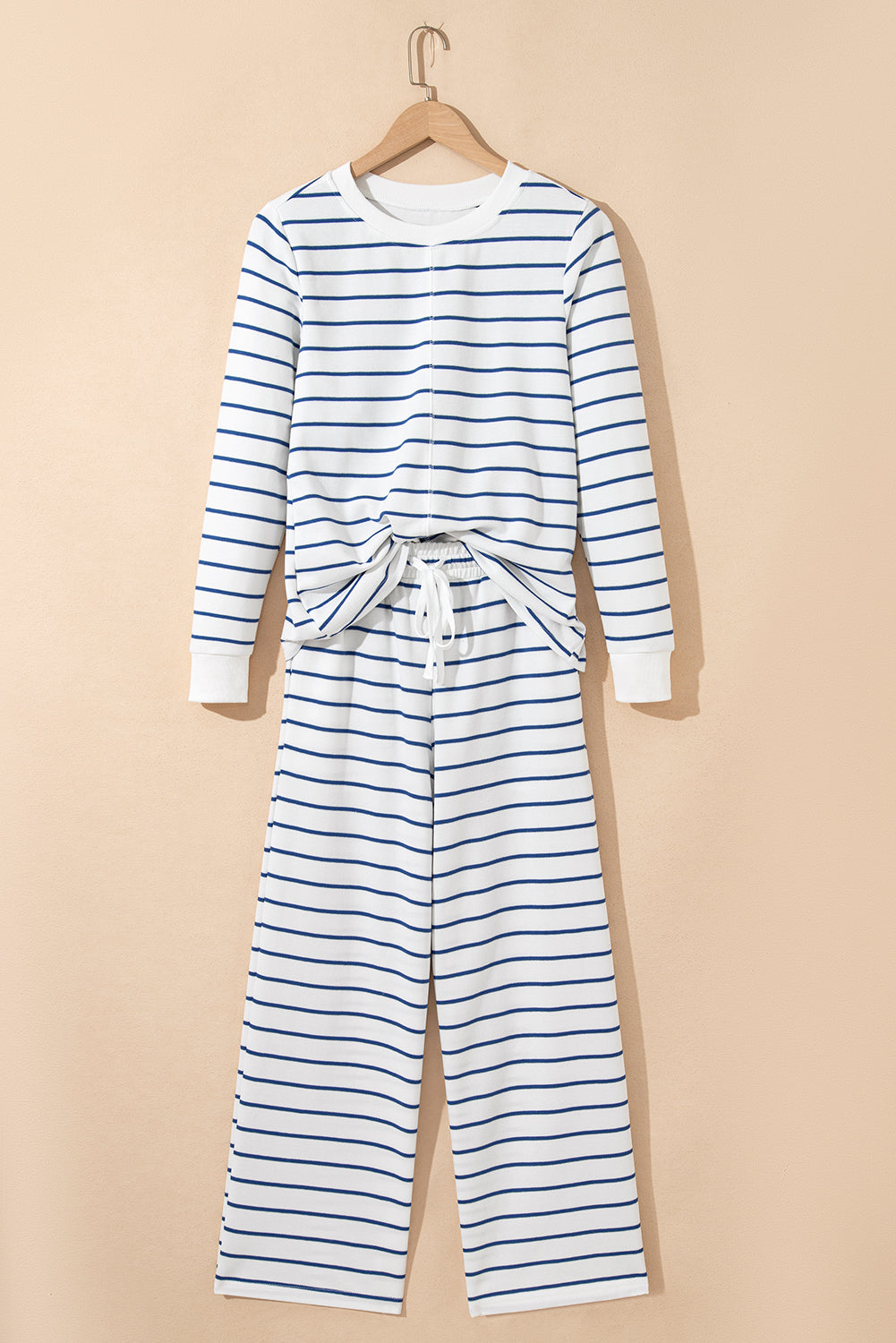 Stripe Long Sleeve Top and Drawstring Pants Set