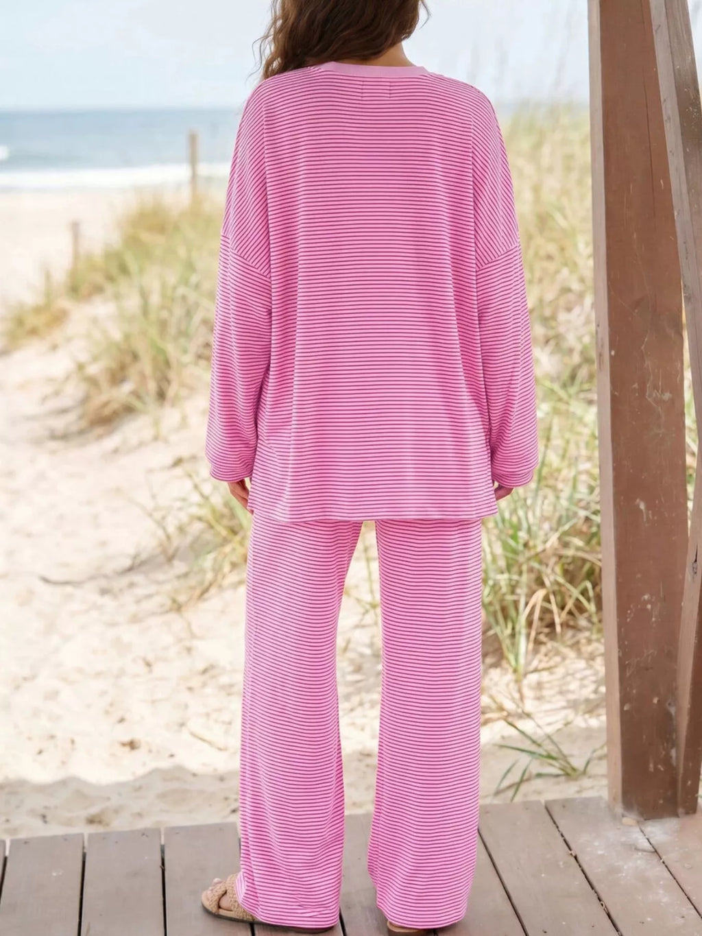 Striped Long Sleeve Top and Pants Set