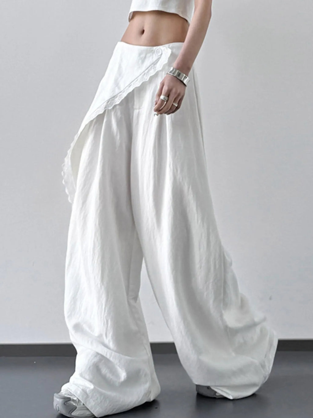 Lace Detail Wide Leg Pants