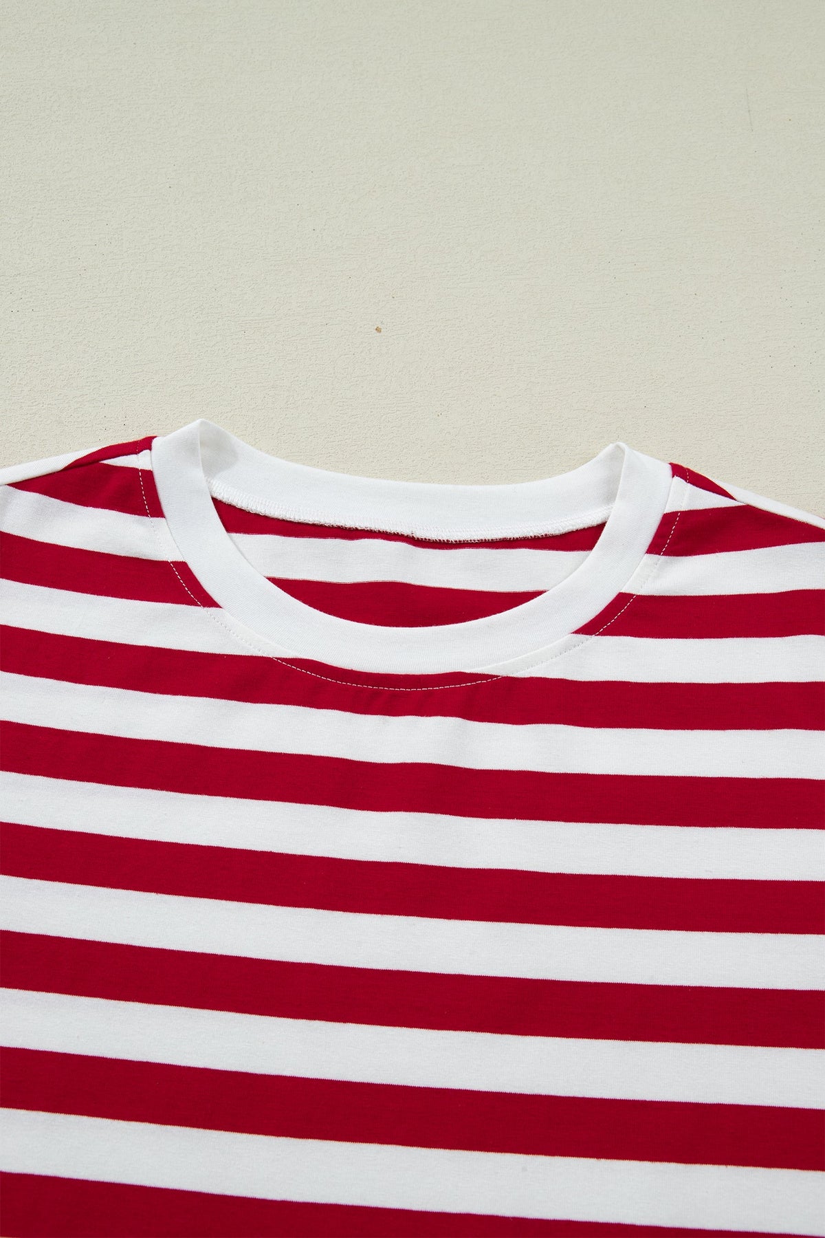 Stripe Patchwork Round Neck Short Sleeve T-Shirt