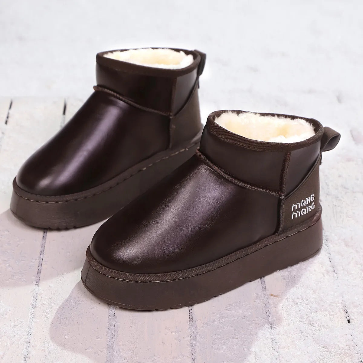 Faux-Fur Platform Ankle Boots