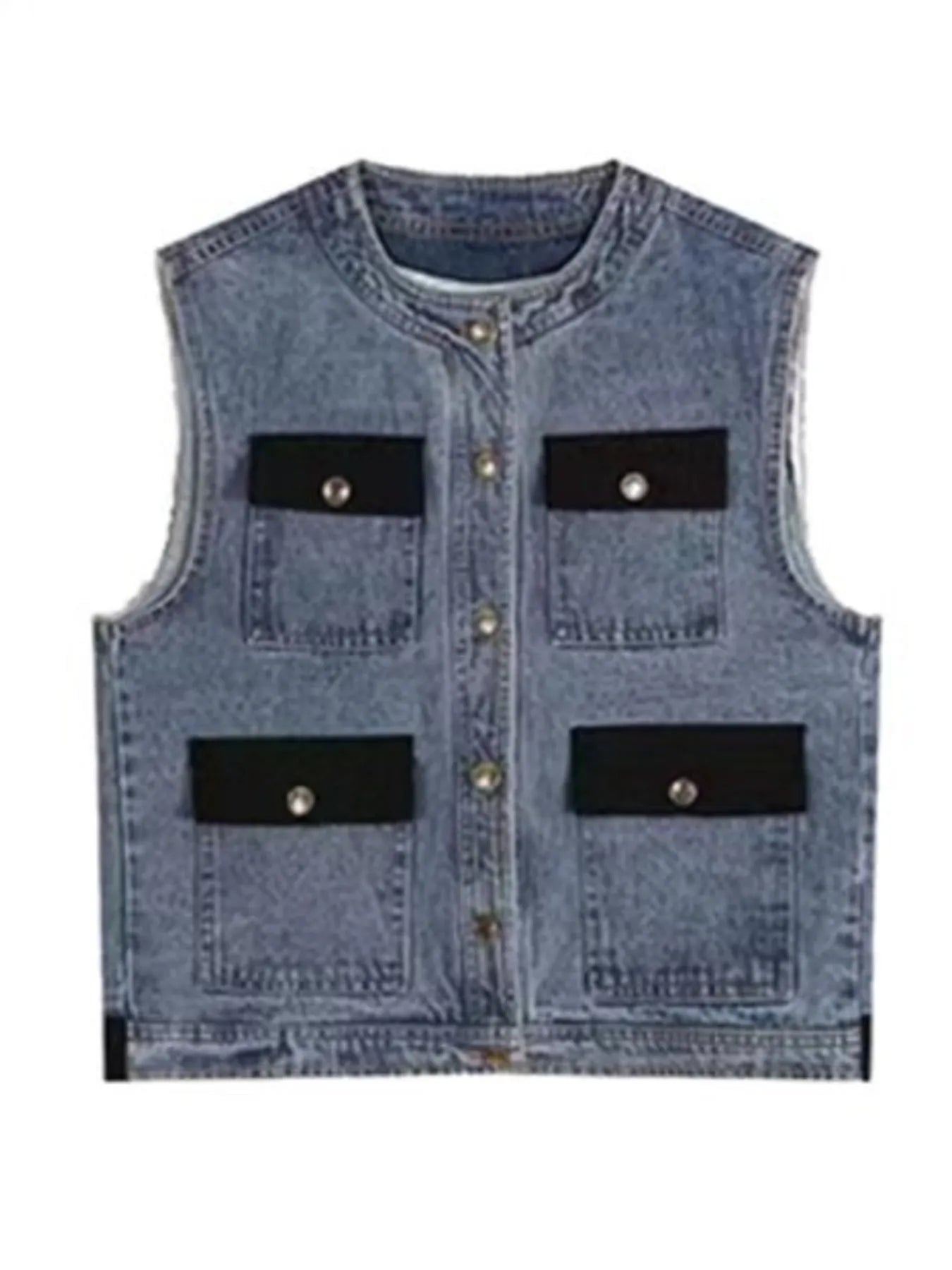 Men's Plus Size Button Up Vest and Pants Denim Set