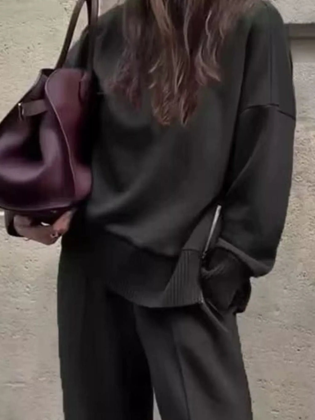 Turtleneck Dropped Shoulder Top and Pants Set